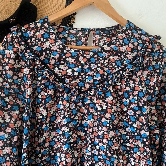 Madewell Floral Ruffle-Yoke Cotton Long Sleeve Blouse - Picture 9 of 14